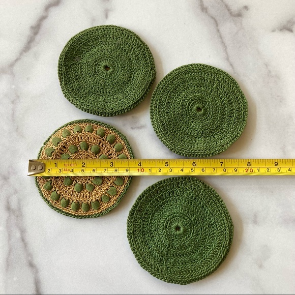 (2/2) Vintage Belgian Set 4 Crochet Knit Coasters - Picture 4 of 4